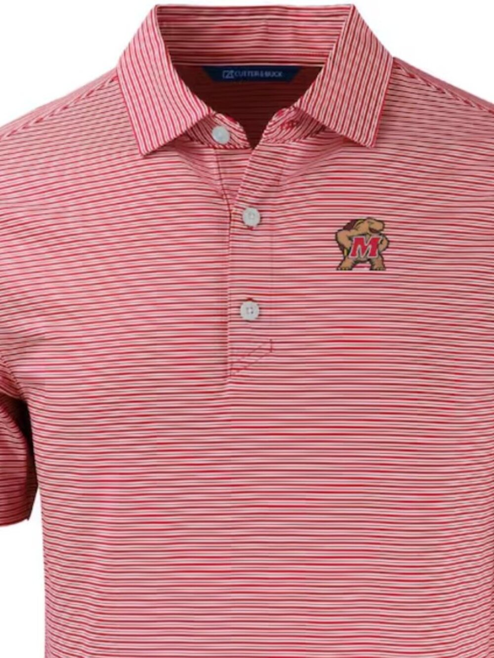 Maryland Terrapins Men's Red/White Double Stripe Golf Polo Large (NEW WITH TAGS)